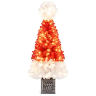 COSTWAY kunstkerstboom in pot met verlichting – 120 cm