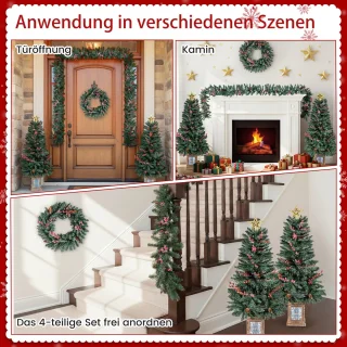 COSTWAY Kunstkerstboom in pot, set van 2, 120 cm