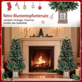 COSTWAY Kunstkerstboom in pot, set van 2, 120 cm
