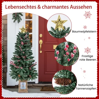 COSTWAY Kunstkerstboom in pot, set van 2, 120 cm