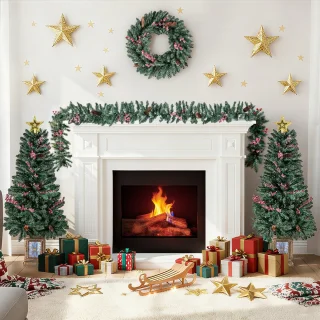 COSTWAY Kunstkerstboom in pot, set van 2, 120 cm