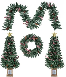 COSTWAY Kunstkerstboom in pot, set van 2, 120 cm