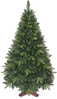 COSTWAY kunstkerstboom met houten standaard - 150 cm
