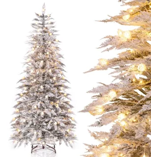 COSTWAY kunstkerstboom met sneeuw 210 cm