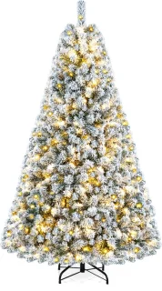 COSTWAY kunstkerstboom met verlichting en sneeuw - 180 cm