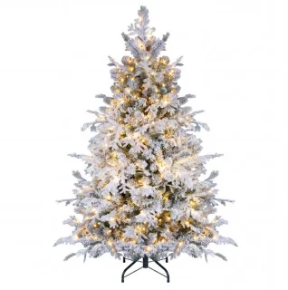 COSTWAY kunstkerstboom met verlichting, wit en groen