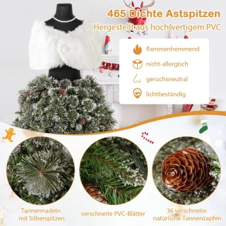 COSTWAY Kunstkerstboom paspop met verlichting 150 cm