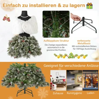 COSTWAY Kunstkerstboom paspop met verlichting 150 cm