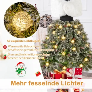 COSTWAY Kunstkerstboom paspop met verlichting 150 cm