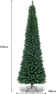 COSTWAY Kunstkerstboom Potlood 270 cm
