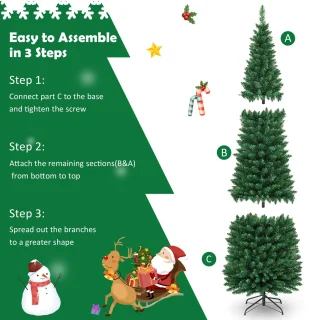 COSTWAY Kunstkerstboom Potlood 270 cm