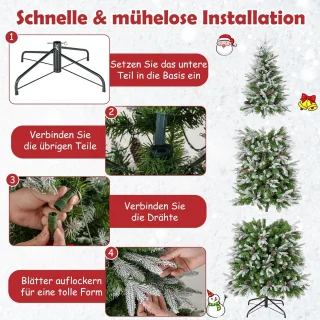 COSTWAY Kunstkerstboom Potlooddennenboom 225 cm