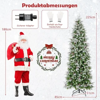 COSTWAY Kunstkerstboom Potlooddennenboom 225 cm