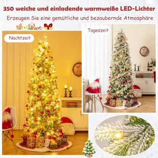 COSTWAY Kunstkerstboom Potlooddennenboom 225 cm