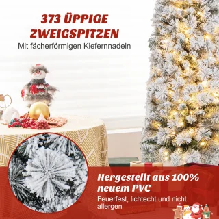 COSTWAY Kunstkerstboom Potloodvorm 180 cm Wit