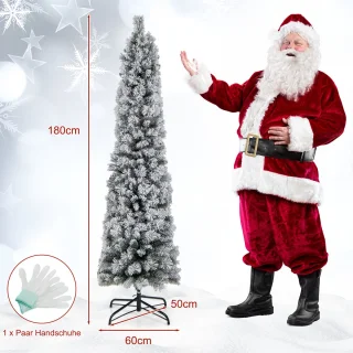 COSTWAY Kunstkerstboom Potloodvorm 180 cm Wit