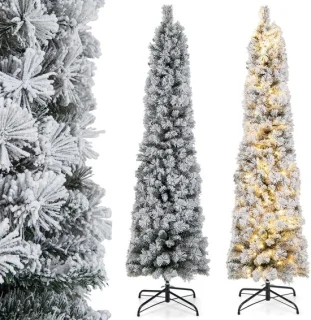 COSTWAY Kunstkerstboom Potloodvorm 180 cm Wit
