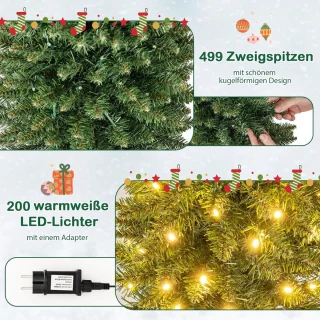COSTWAY Kunstkerstboom potloodvorm 210 cm groen