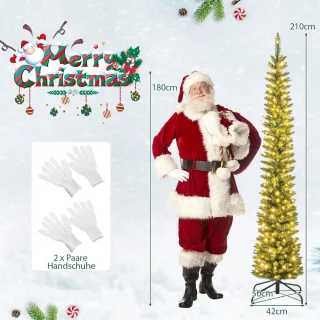 COSTWAY Kunstkerstboom potloodvorm 210 cm groen