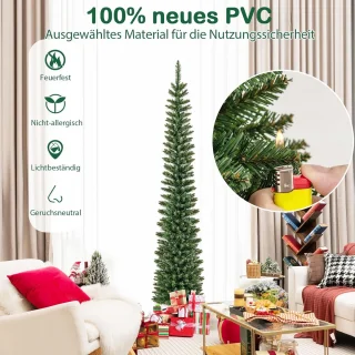 COSTWAY Kunstkerstboom potloodvorm 210 cm groen