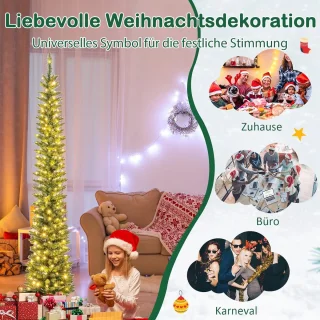 COSTWAY Kunstkerstboom potloodvorm 210 cm groen