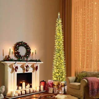 COSTWAY Kunstkerstboom potloodvorm 210 cm groen