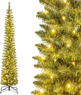 COSTWAY Kunstkerstboom potloodvorm 210 cm groen