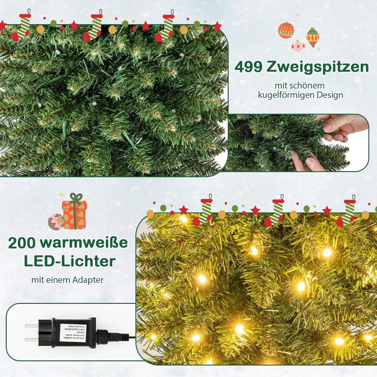 Wat vinden we goed aan de COSTWAY Kunstkerstboom potloodvorm 210 cm groen