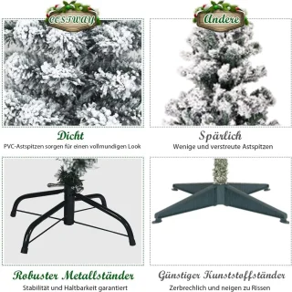 COSTWAY Kunstkerstboom PVC 135cm Groen Metalen Standaard