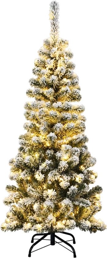 COSTWAY Besneeuwde Pencil kerstboom 135 cm – compact, sfeervol en stabiel