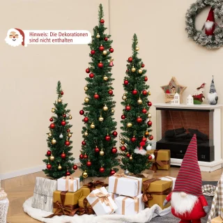 COSTWAY Kunstkerstboom Set 3 Potlood Dennenbomen 90-150 cm Groen