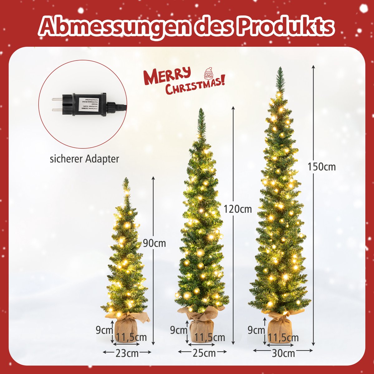 Wat vinden we goed aan de COSTWAY Kunstkerstboom Set 3 Potlood Dennenbomen 90-150 cm Groen