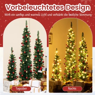 COSTWAY Kunstkerstboom Set 3 Potlood Dennenbomen 90-150 cm Groen