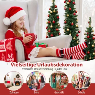 COSTWAY Kunstkerstboom Set 3 Potlood Dennenbomen 90-150 cm Groen