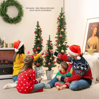 COSTWAY Kunstkerstboom set 90+120+150 cm met metalen sokkel groen