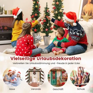 COSTWAY Kunstkerstboom set 90+120+150 cm met metalen sokkel groen