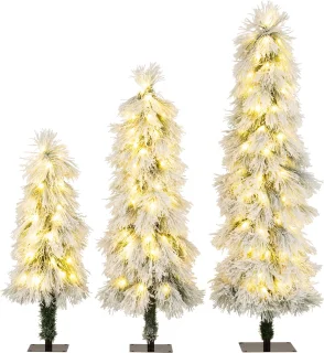 COSTWAY Kunstkerstboom set van 3, 90/120/150 cm, wit