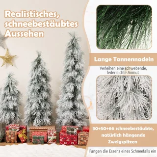 COSTWAY Kunstkerstboom set van 3, 90/120/150 cm, wit
