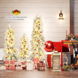 COSTWAY Kunstkerstboom set van 3, 90/120/150 cm, wit