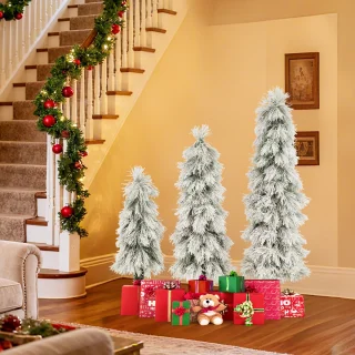 COSTWAY Kunstkerstboom set van 3, 90/120/150 cm, wit