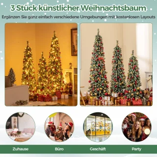 COSTWAY Kunstkerstboom set van 3 dennenbomen 120/150/180 cm groen/wit