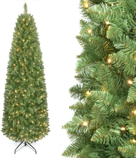 COSTWAY Kunstkerstboom smal 200 cm