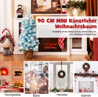 COSTWAY Mini kunstkerstboom 90 cm blauw
