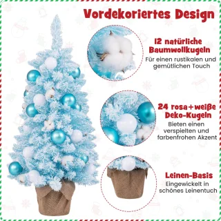 COSTWAY Mini kunstkerstboom 90 cm blauw