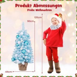 COSTWAY Mini kunstkerstboom 90 cm blauw