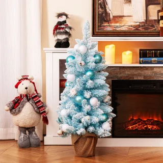 COSTWAY Mini kunstkerstboom 90 cm blauw