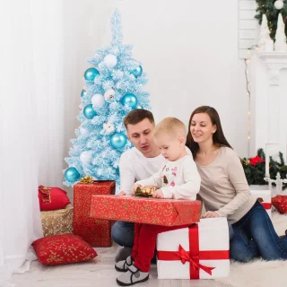 COSTWAY Mini kunstkerstboom 90 cm blauw