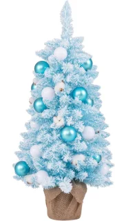 COSTWAY Mini kunstkerstboom 90 cm blauw