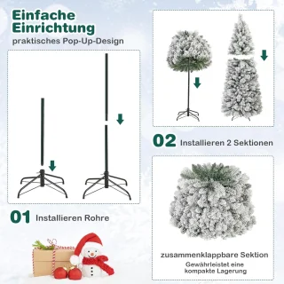 COSTWAY Pop-up kunstkerstboom 180 cm (gevlokt)
