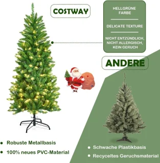 COSTWAY Potloodkerstboom kunstboom 150 cm